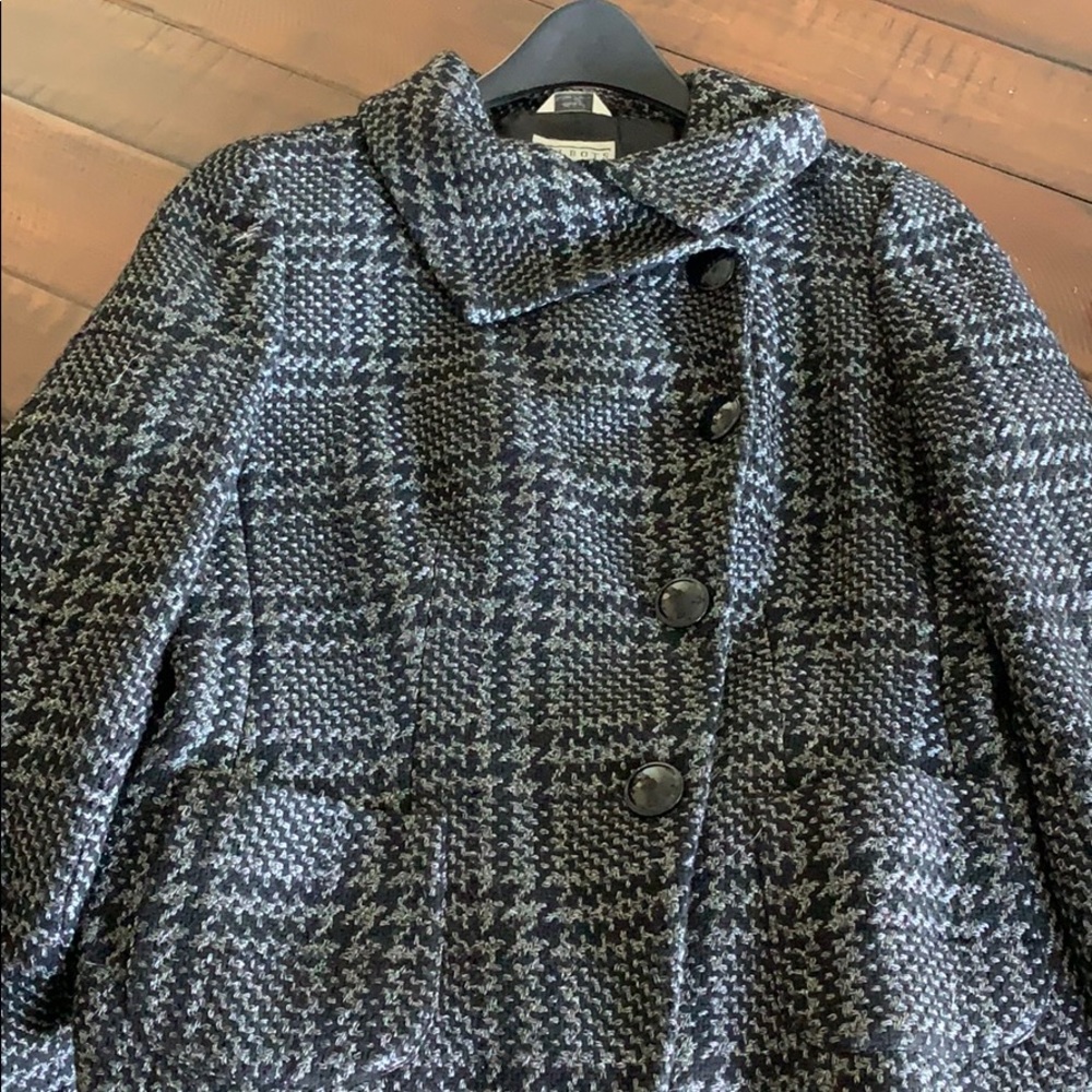 Talbots black plaid tweed blazer sz 10
